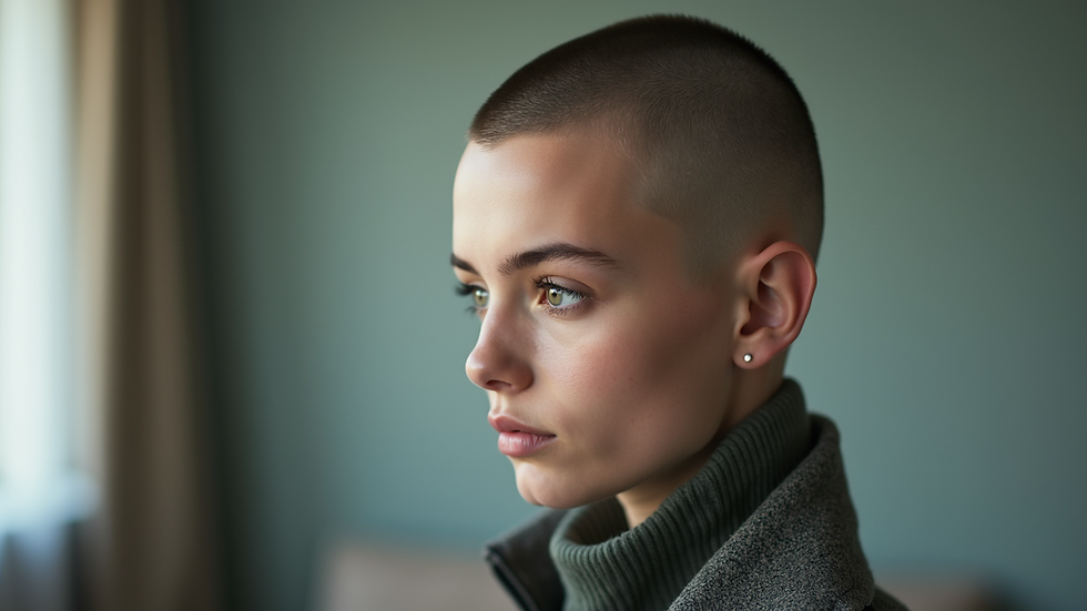 Close-up view of a buzz cut hairstyle