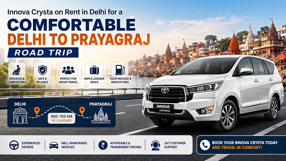 Innova Crysta on Rent in Delhi for a Comfortable Delhi to Prayagraj Road Trip
