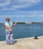 Kathie with Wind Surf in the background