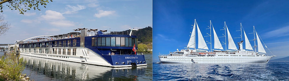 AmaSonata River Cruise ship and Wind Surf Ocean ship
