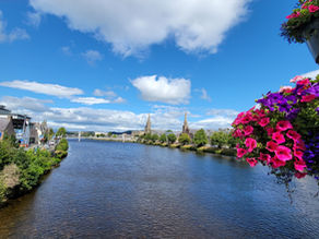 View of the River Ness and flowers in Inverness
