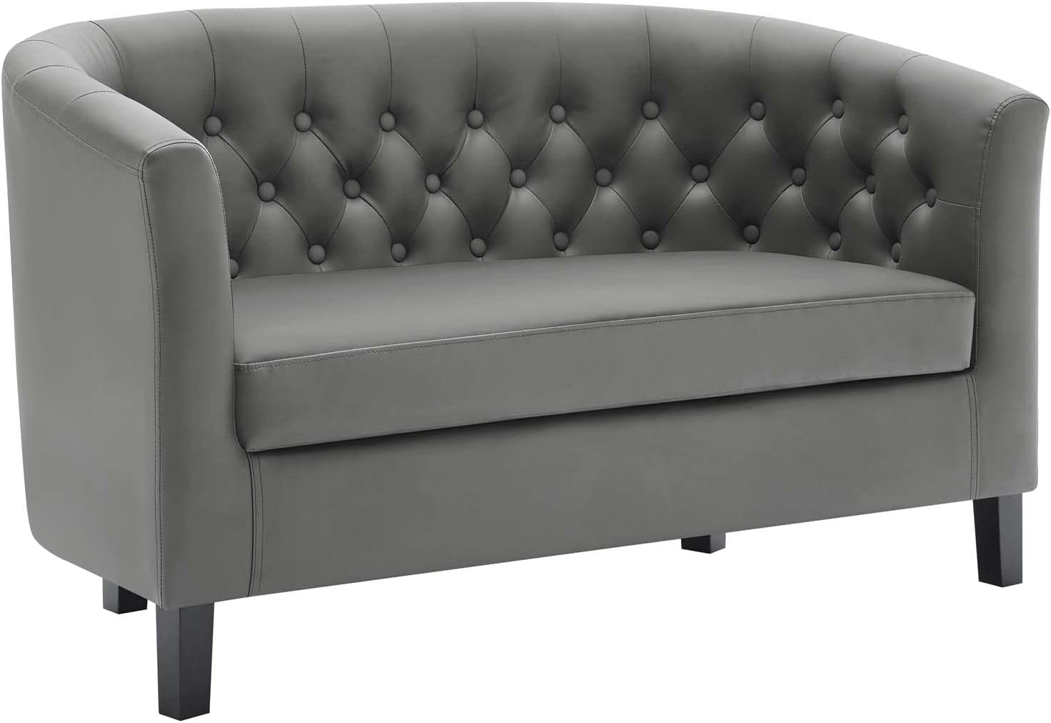 Modway Prospect Upholstered Contemporary Modern Loveseat in Gray Faux Leather