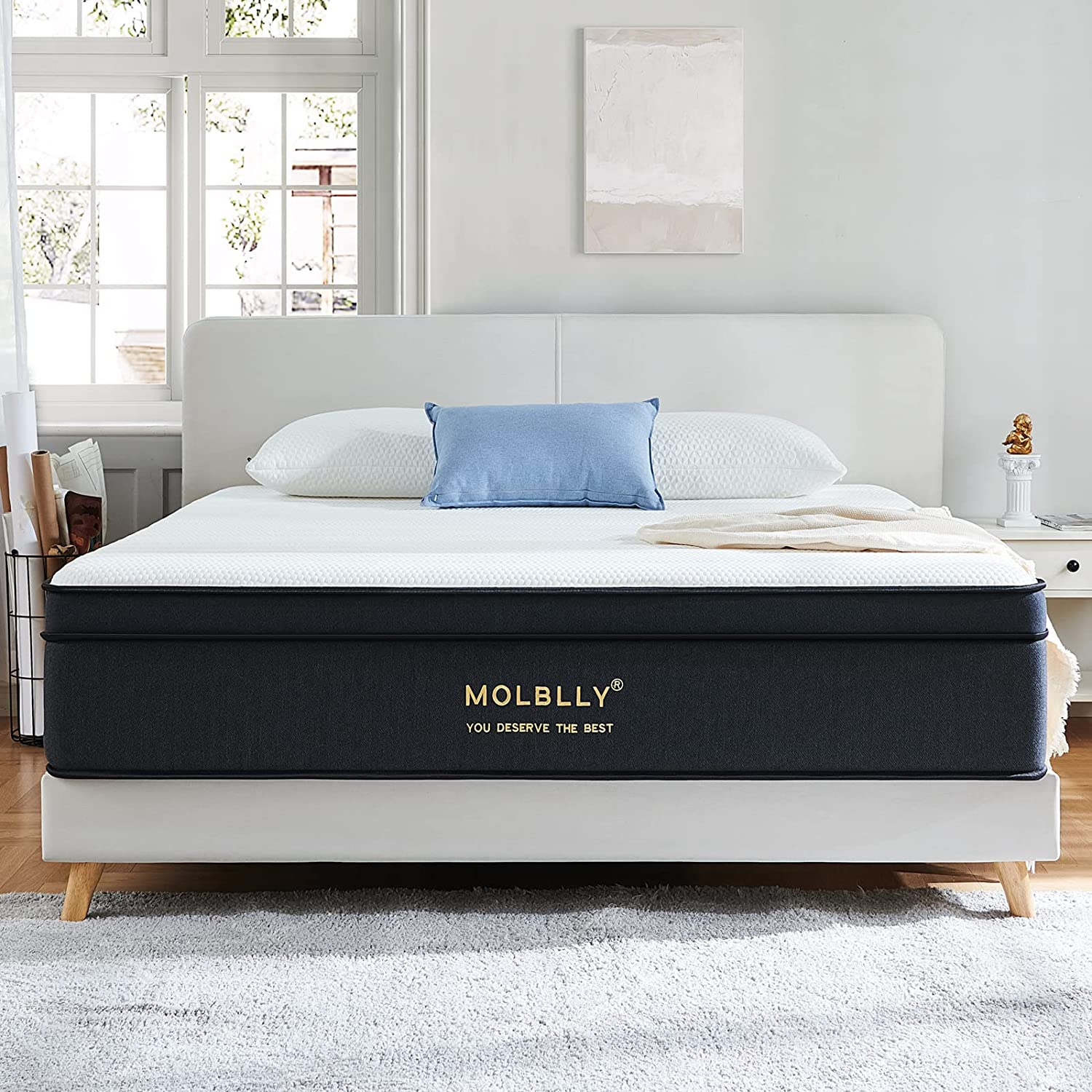 Molblly Queen Mattress, 12 Inch Hybrid Mattress in a Box with Gel Memory Foam, I