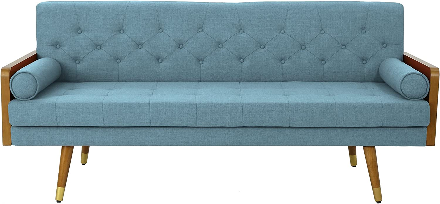 Christopher Knight Home Aidan Mid Century Modern Tufted Fabric Sofa, Blue