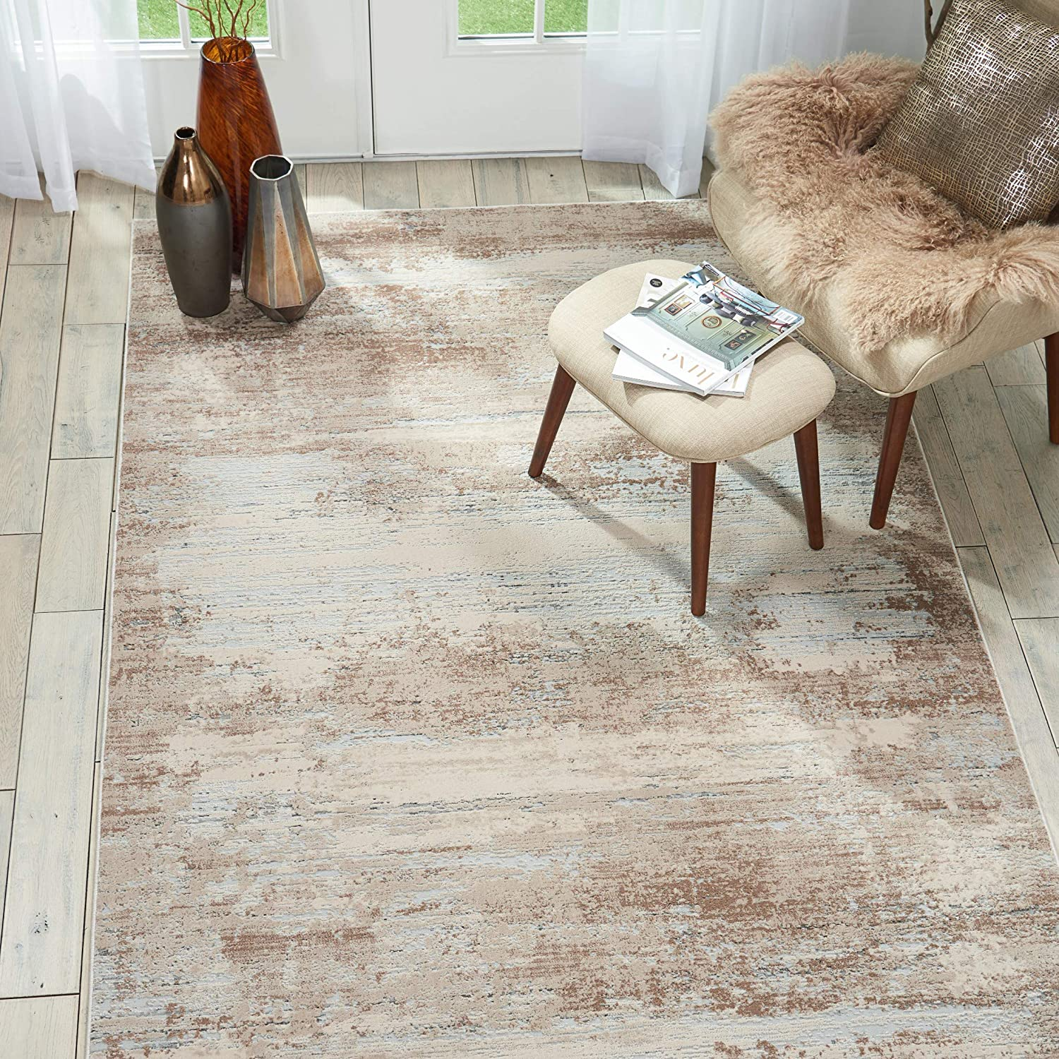 Nourison Rustic Textures Rustic Beige 7'10" X 10'6" Area -Rug, Easy -Cleaning, N