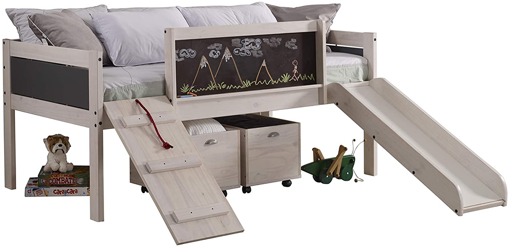 Donco Kids Twin Low Loft with Toy Boxes (3005-TLWWDG_3005C-TLWWDG)