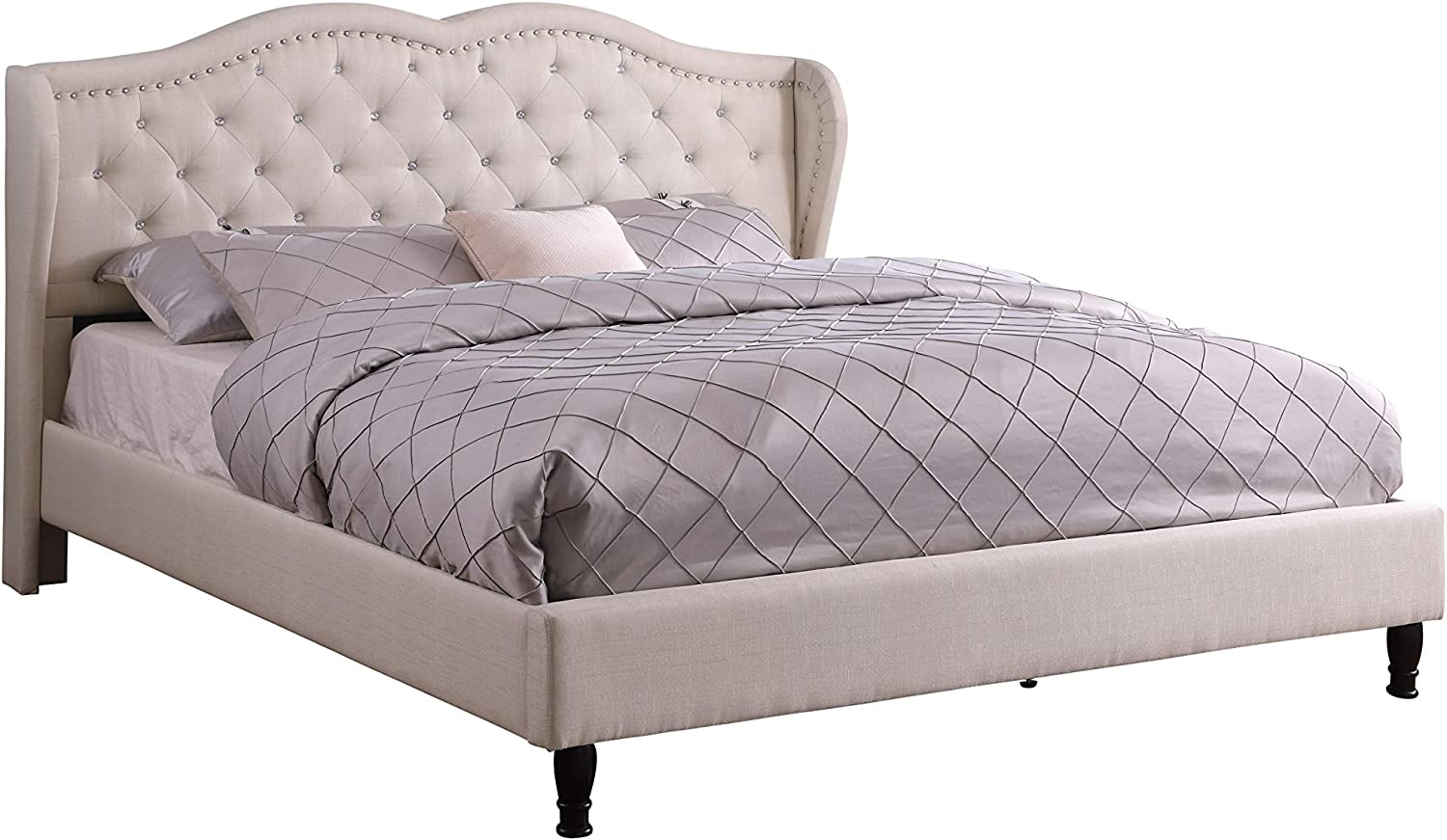 Home Life Premiere Curved Classics Cloth Light Beige Linen 51" Tall Headboard Pl