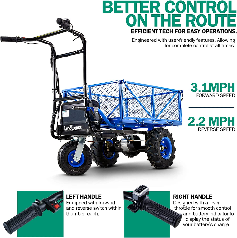 Thumbnail: Landworks Utility Service Cart Wheelbarrow Power Wagon Super Duty Electric 48V D
