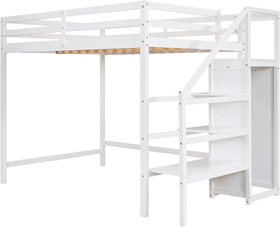 Thumbnail: Merax Full Size Loft Bed with Built-In Storage Wardrobe and Staircase, No Box Sp