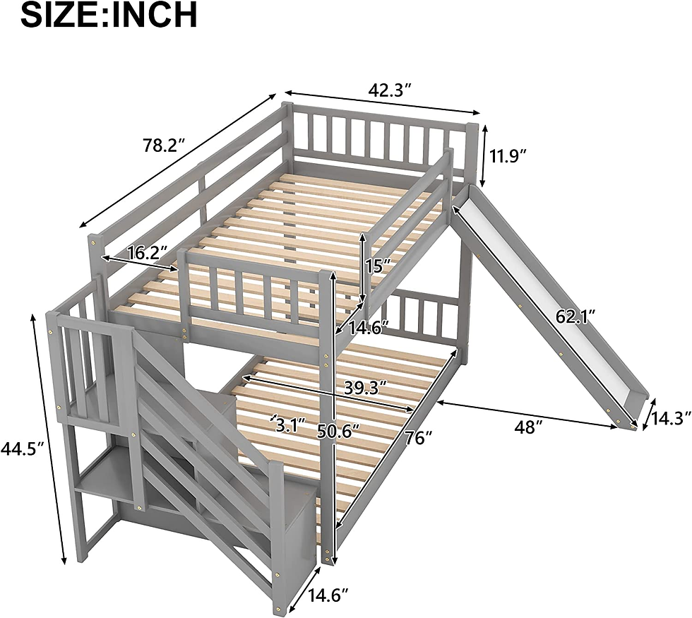 Thumbnail: Merax Twin over Twin Bunk Bed with Convertible Slide and Stairway, No Box Spring
