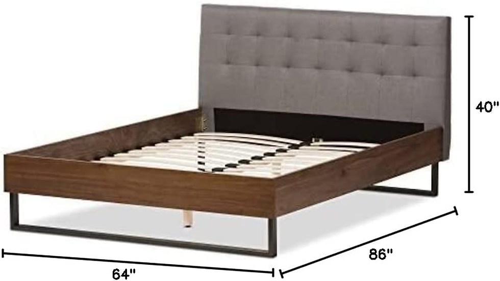 Thumbnail: Baxton Studio 424-7352-AMZ Platform, Queen, Grey/Walnut Brown