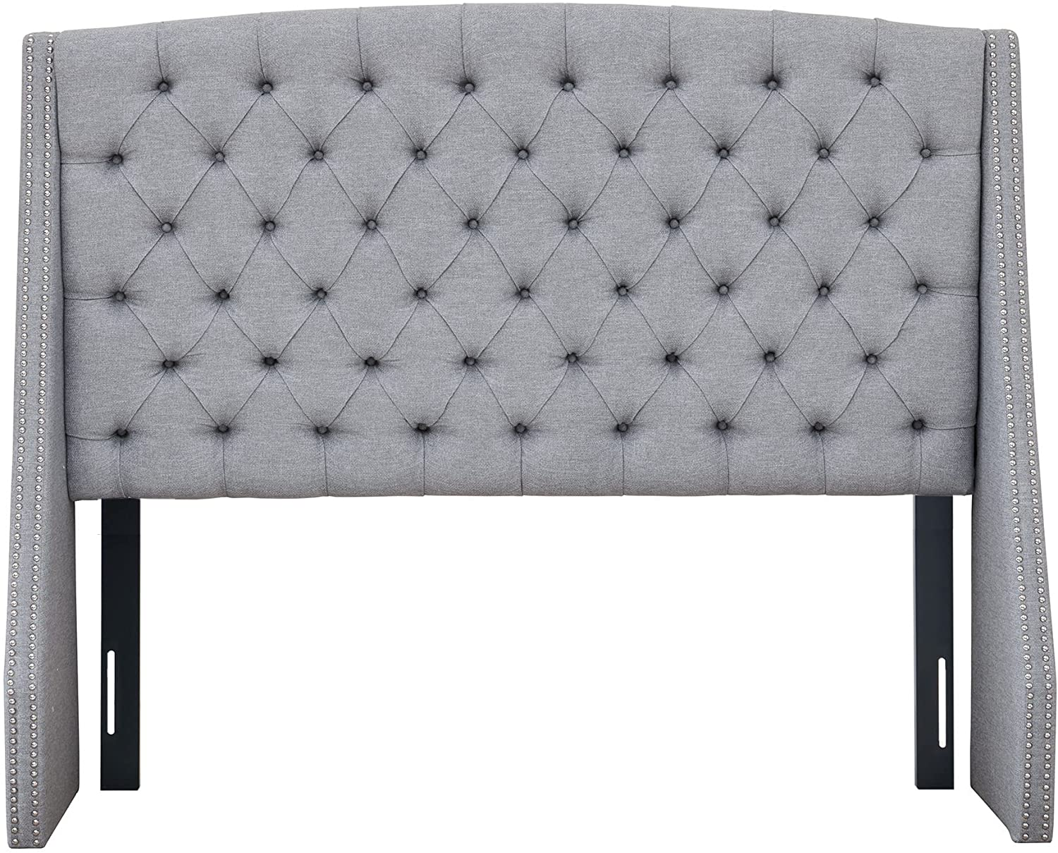 Madison Park Harper Upholstered Nail Head Trim Wingback Button Tufted Headboard 