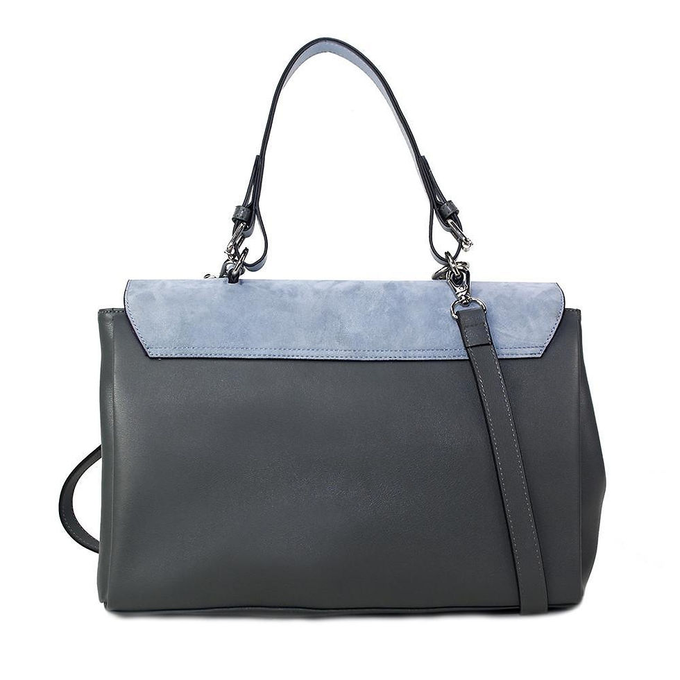 Thumbnail: Simonetta Leather Handbag -Serenity / Charcoal