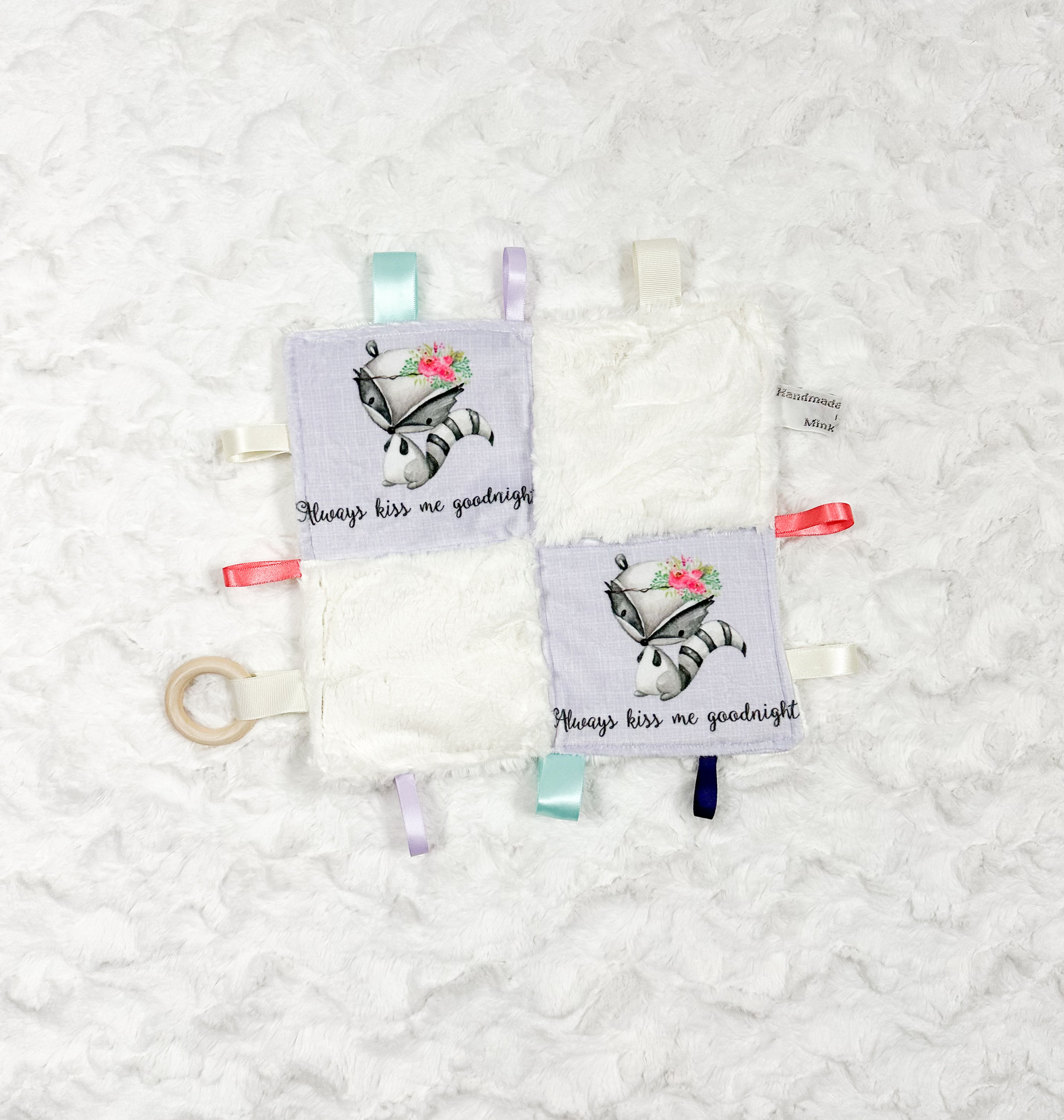 Adorable Raccoon Crinkle Tag Toy