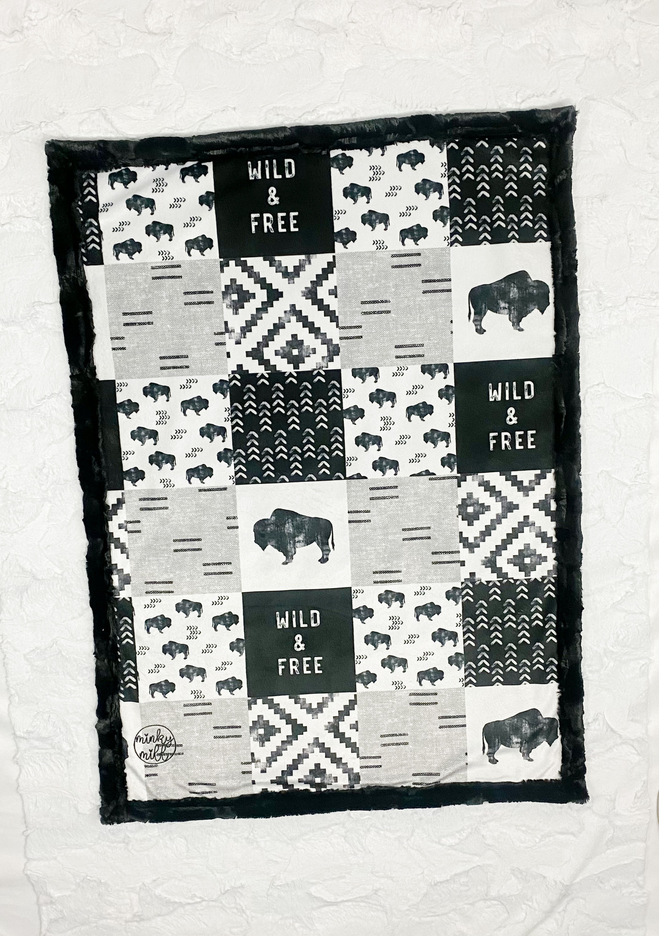 Wild and Free Patchwork Baby Minky Blanket