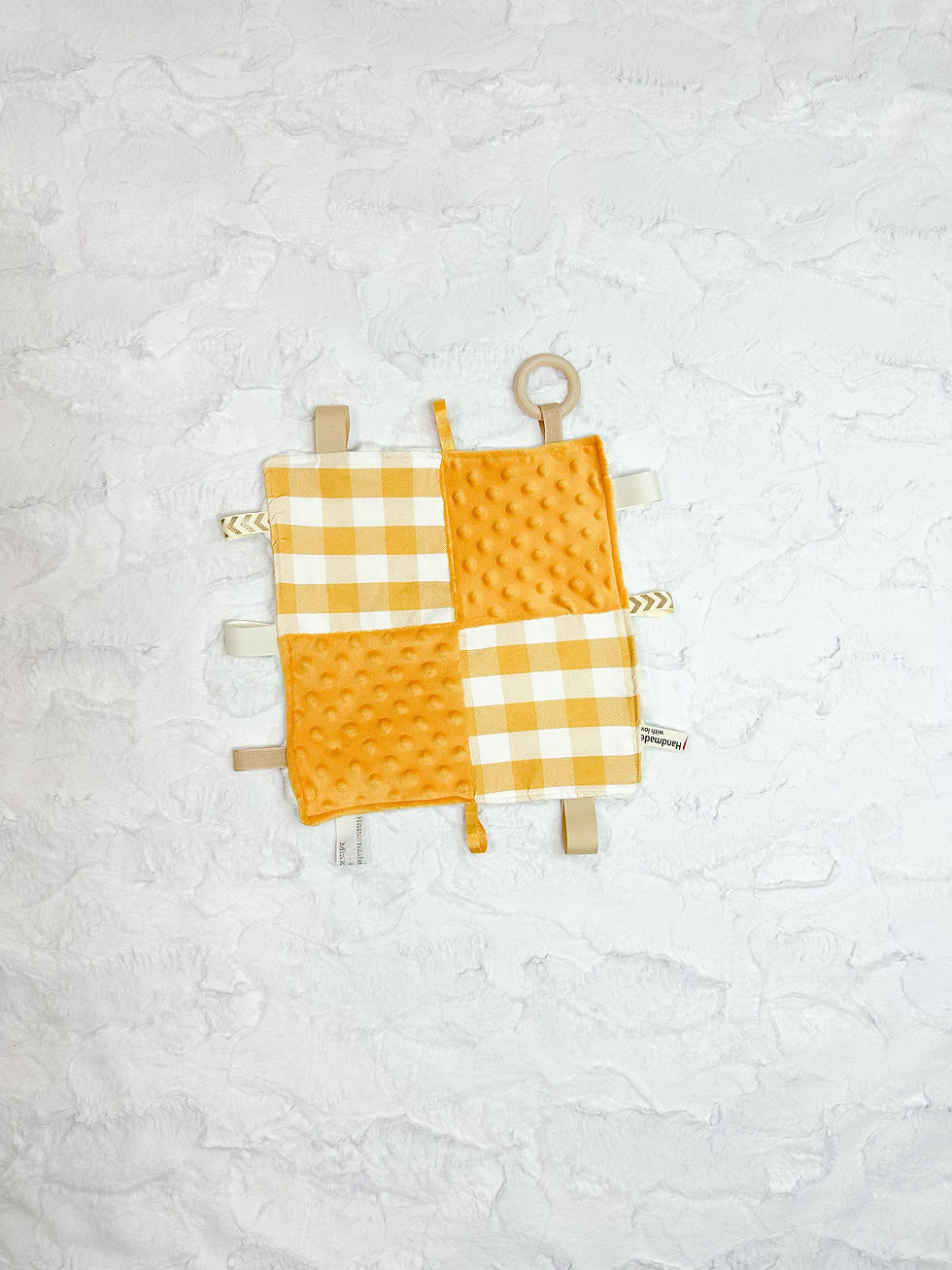 Yellow Checker Crinkle Tag Toy