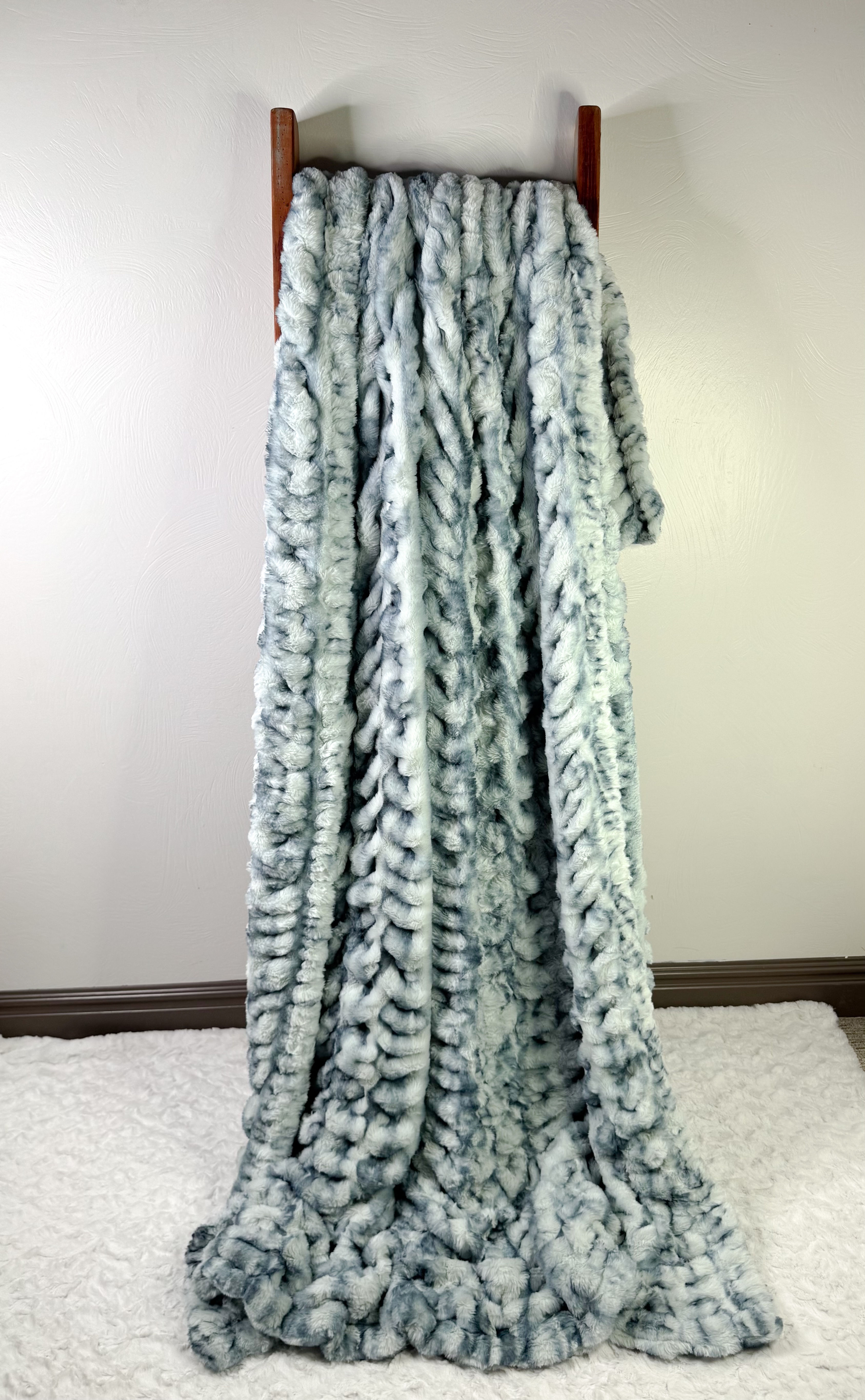 XL Adult size Milan Minky Navy and White Blanket