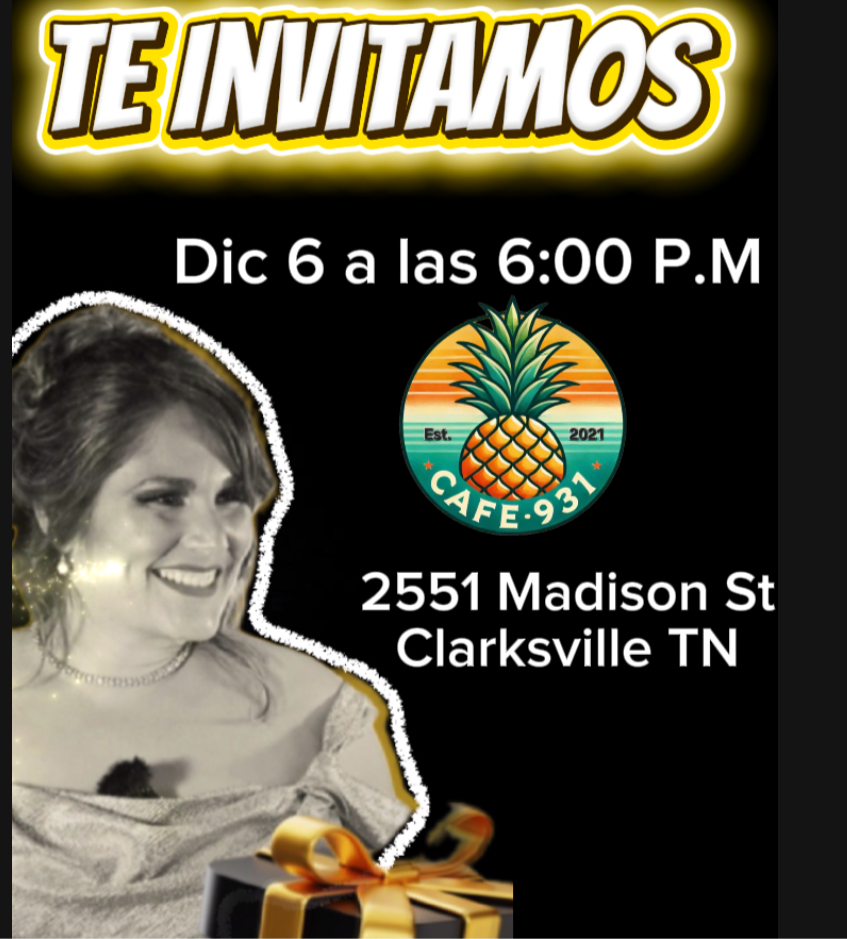 Únete a la celebración del 2do aniversario de la Voz Latina! Ven el 6 de diciembre a las 6:00 PM en Café 931, 2551 Madison St, Clarksville, TN.