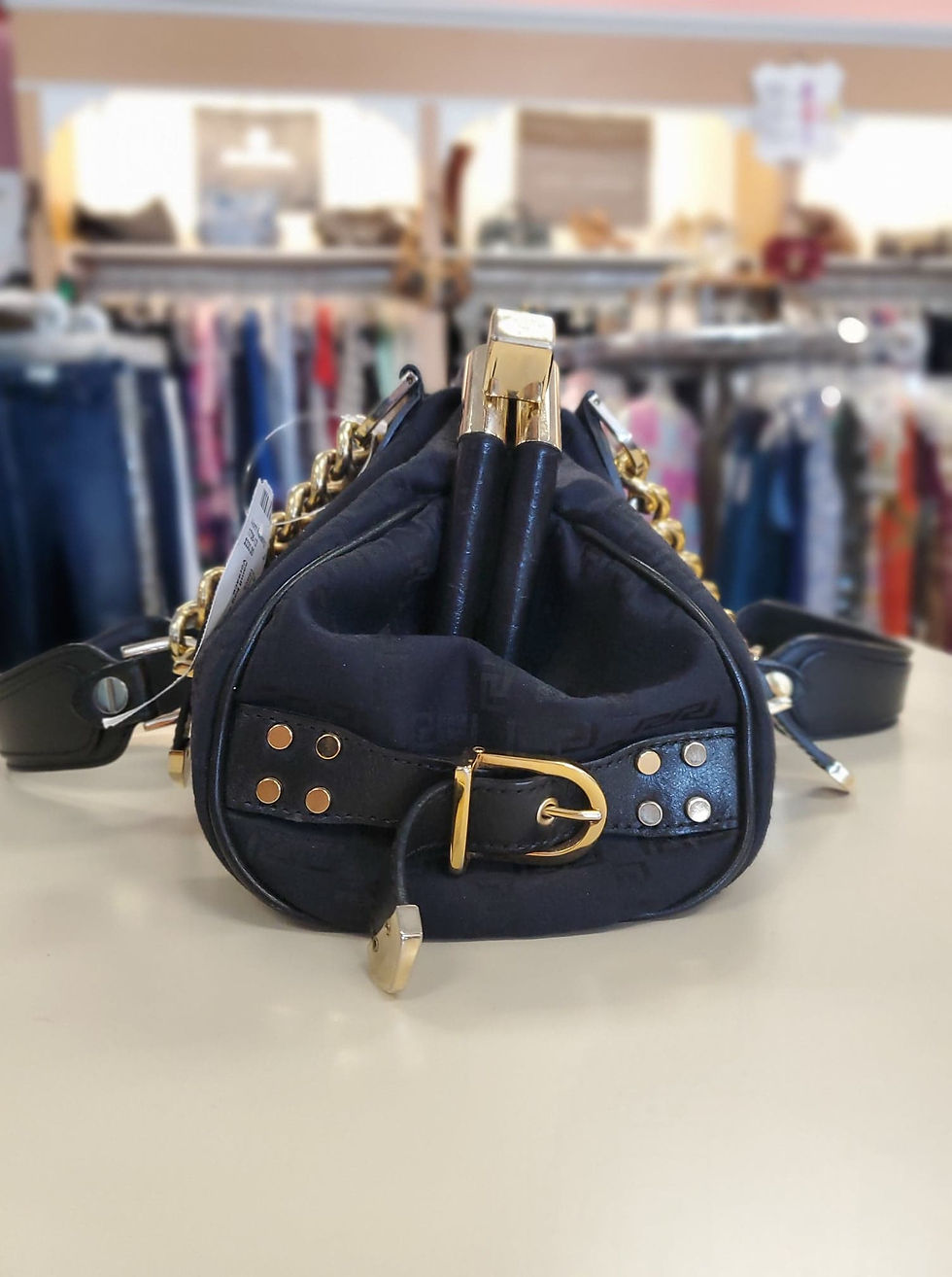Thumbnail: Versace Black Madonna Boston Bag