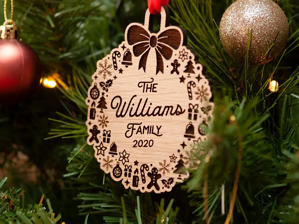 Thumbnail: Wooden family Christmas decoration
