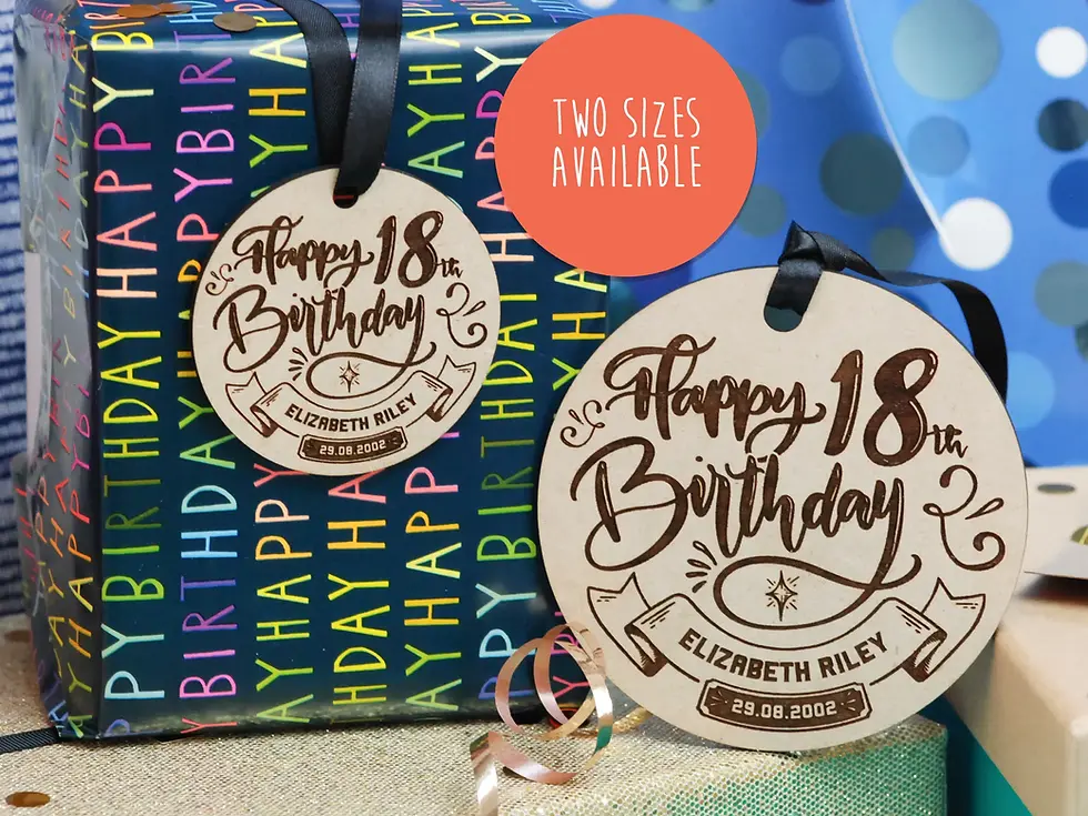 Thumbnail: 18th birthday wooden gift tag