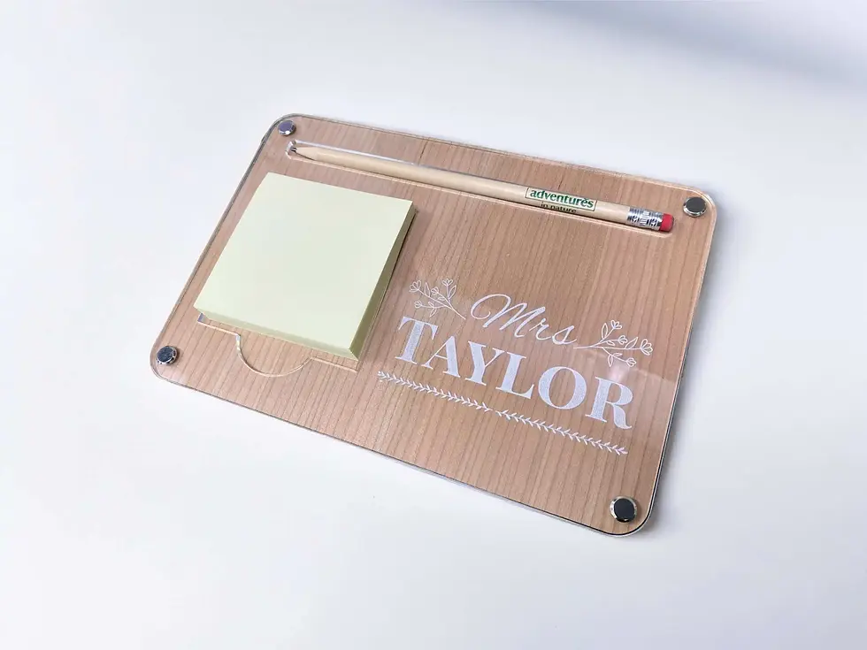 Thumbnail: Personalised sticky note holder & pen/pencil holder, teacher name sign