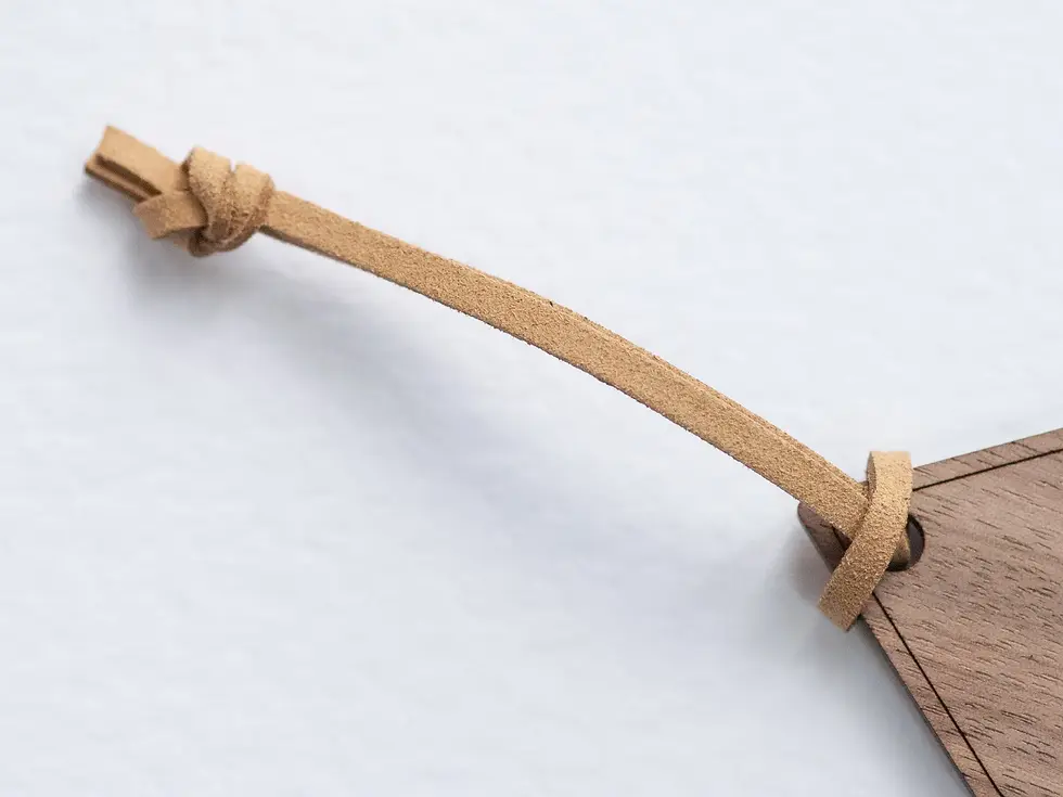 Thumbnail: Personalised Wooden Gift Tag with Leather String - Engraved Happy Birthday