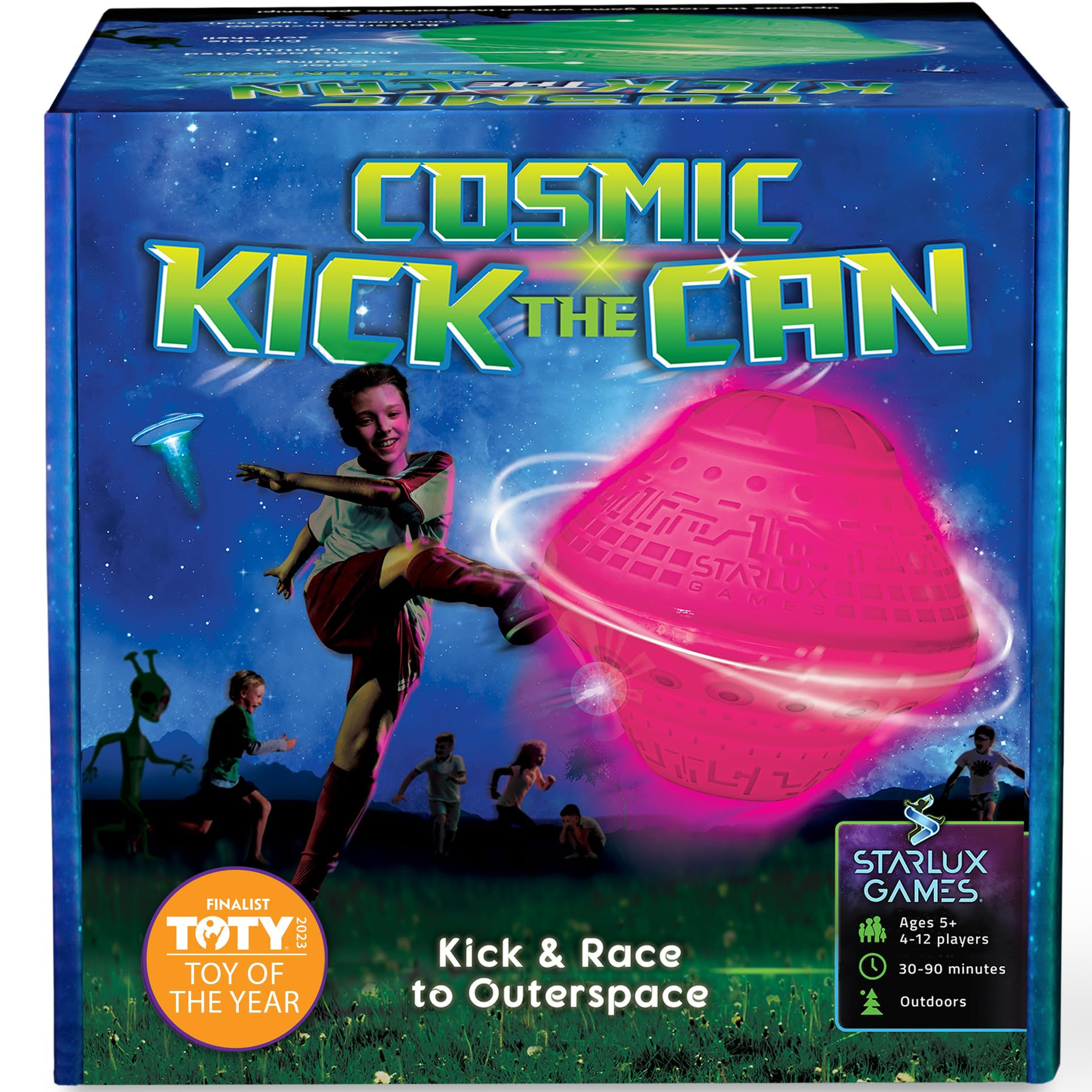 Cosmic Kick The Can: Glow In The Dark Outdoor Board Game & Spaceship Toy
