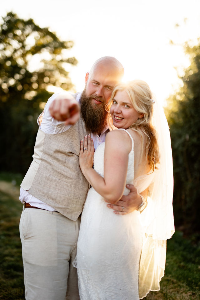 Fun sunset photos during golden hour at a relaxed tipi wedding