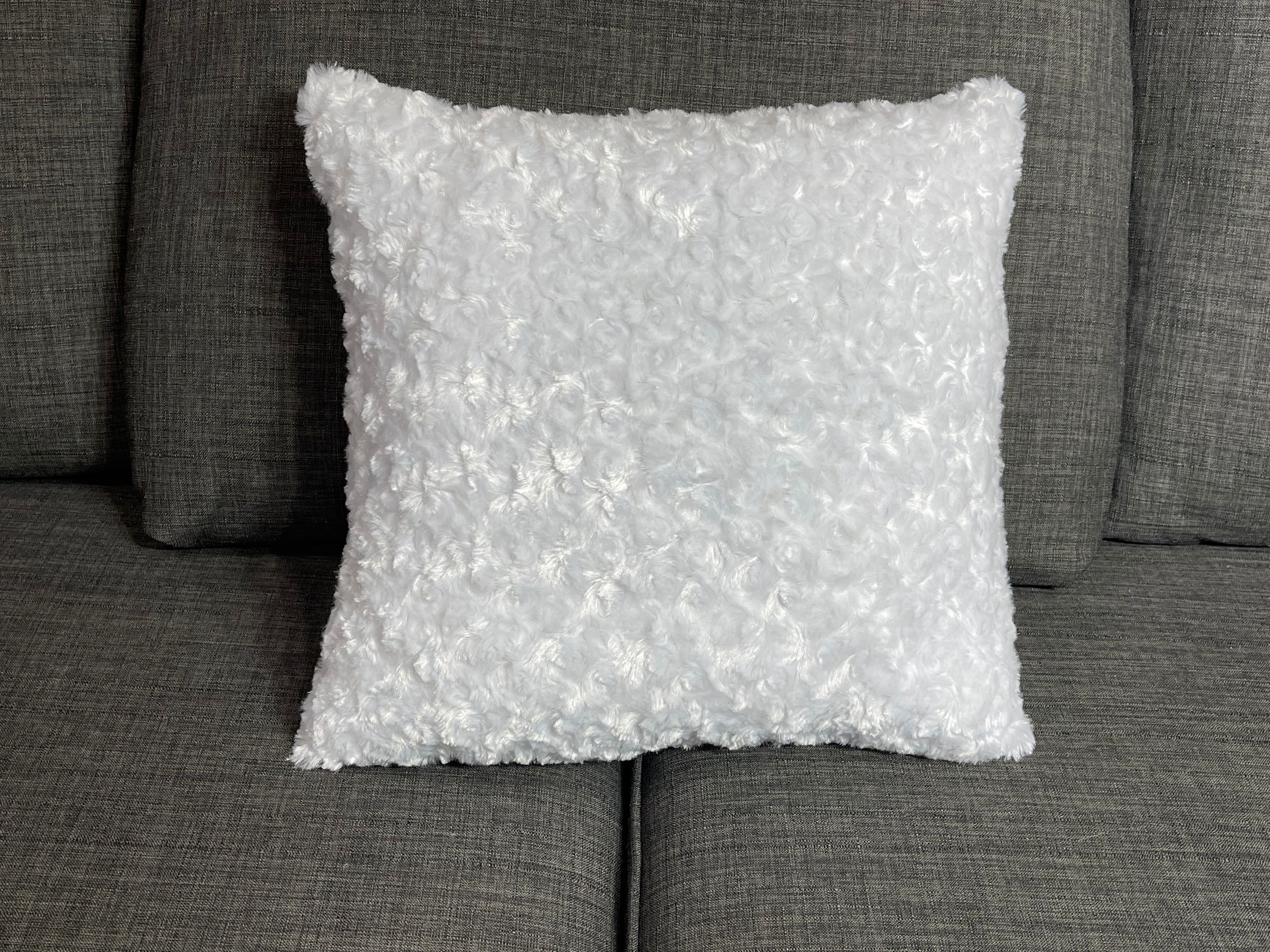 White Faux Fur Swirl Throw Pillow