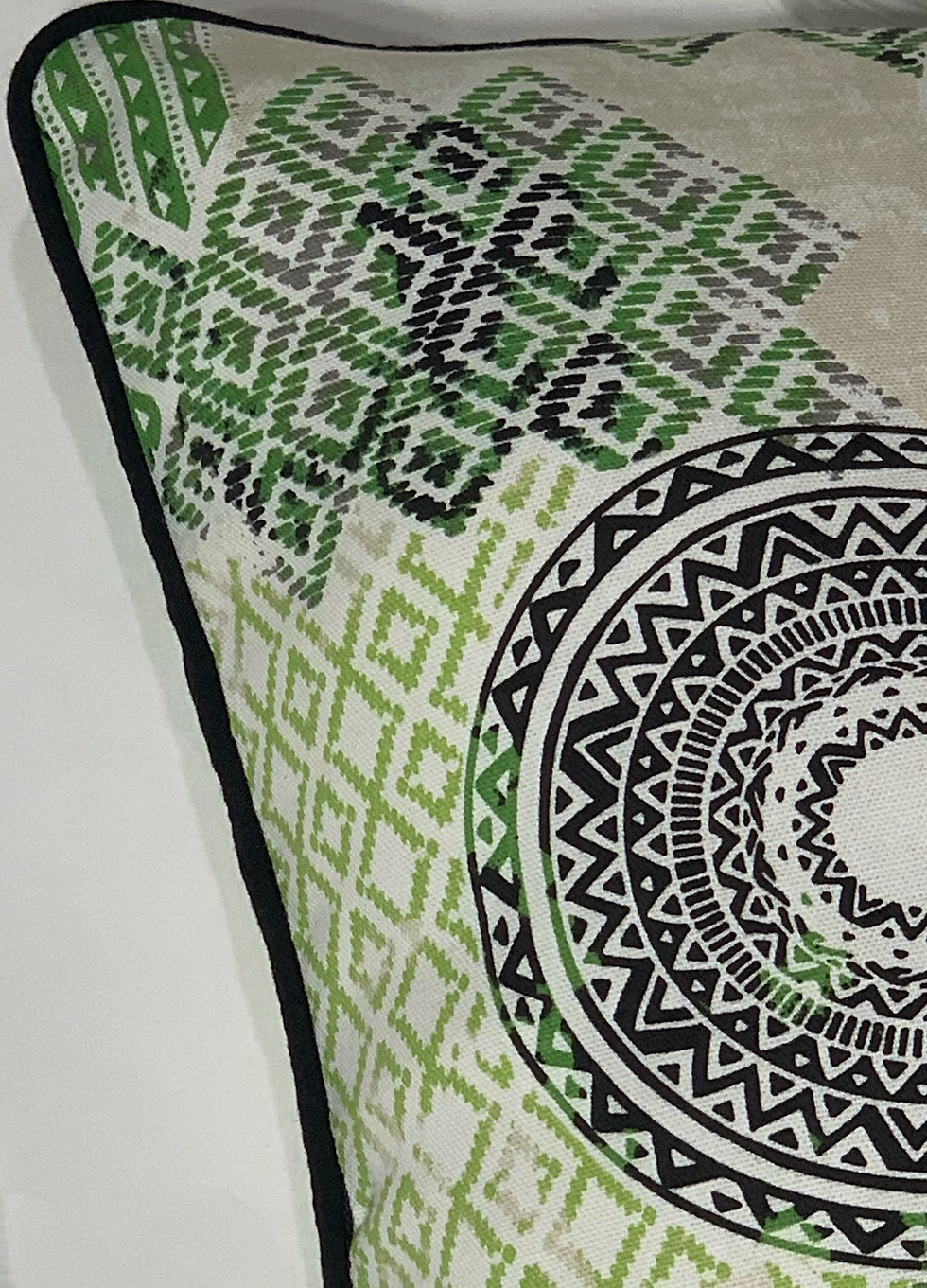 Thumbnail: Tribal Medallion Green Throw & Mini Lumbar Pillow Set