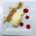 Key Lime Custard Cream with Coconut Crumb and Raspberry Coolie