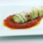 Crab Stuffed Squash Rolls with Heirloom Tomato Sauce