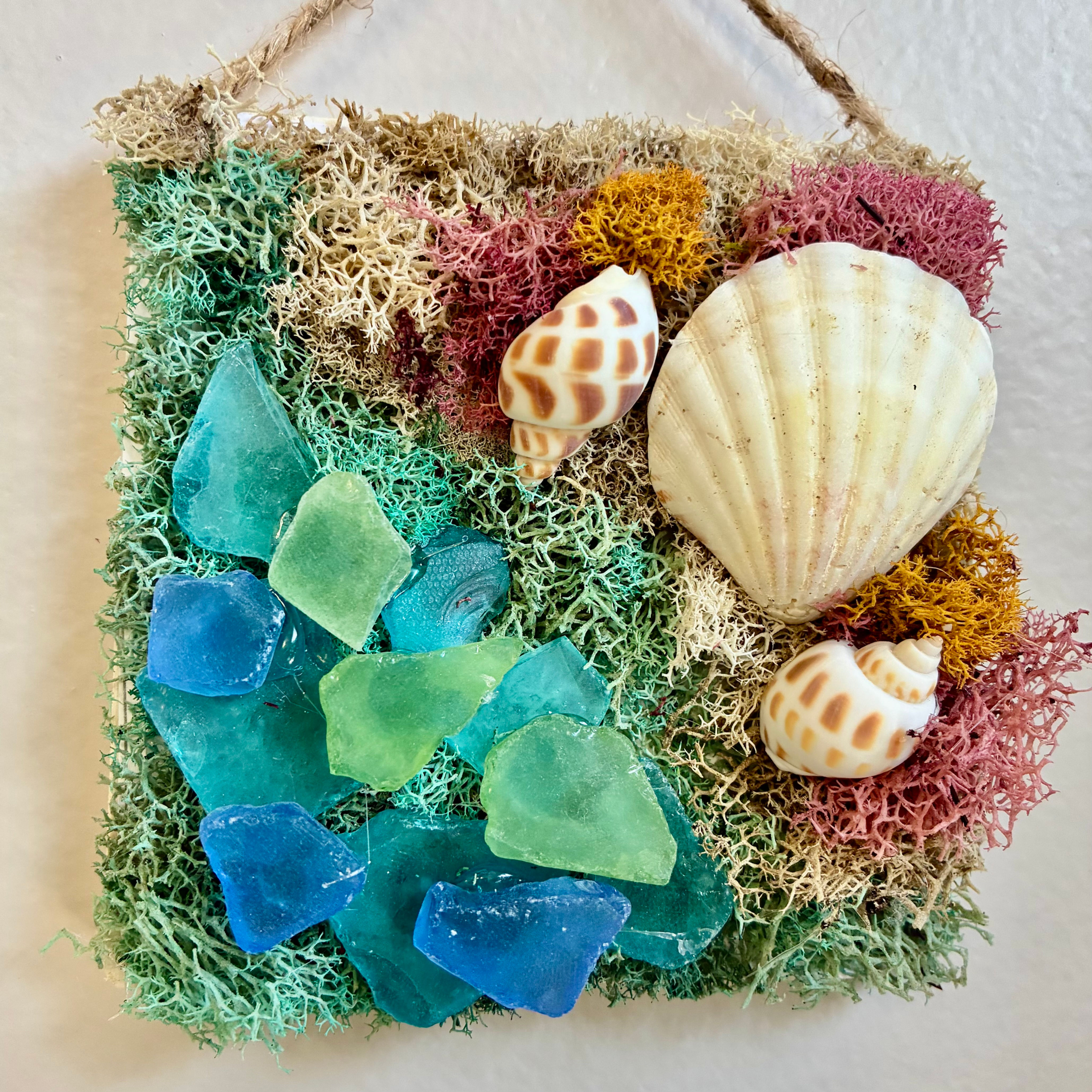 DIY At-Home Beach Day Moss Art- 4”x 4” Kit