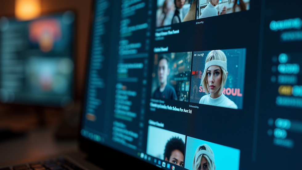 Close-up of a computer screen displaying AI-driven content recommendations