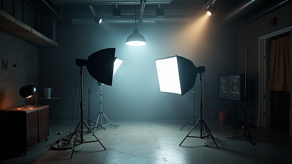High angle view of a lighting setup for video production