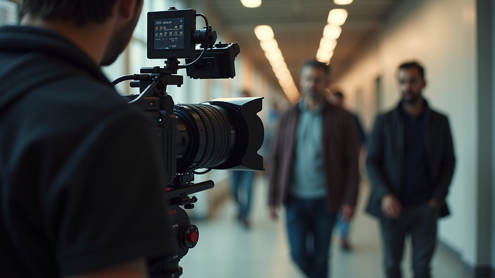 Eye-level view of a camera filming a storyboard with notes
