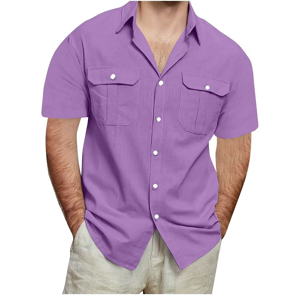 Thumbnail: Mens Short Sleeve Linen Cotton Shirt