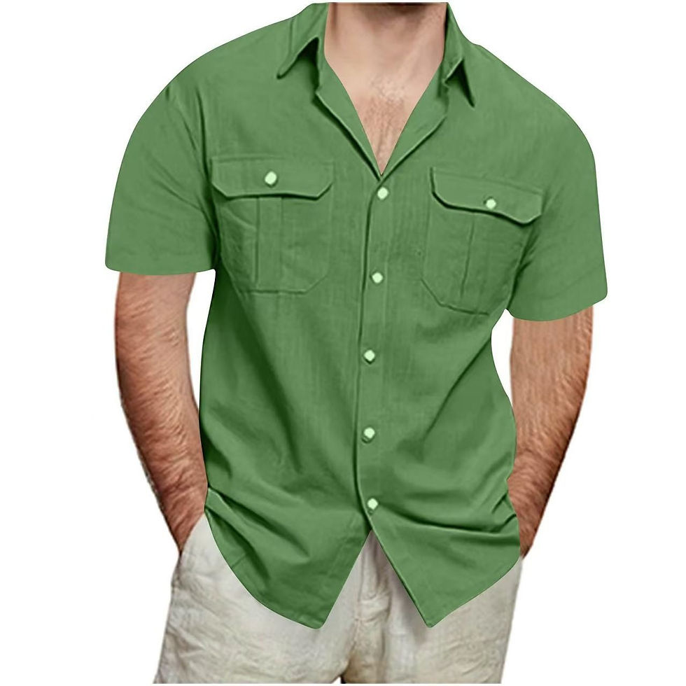 Thumbnail: Mens Short Sleeve Linen Cotton Shirt