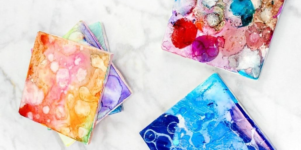 PROCEEDING - MARBURG - KIDS - Learn to make 4 tile coasters (alcohol ink)