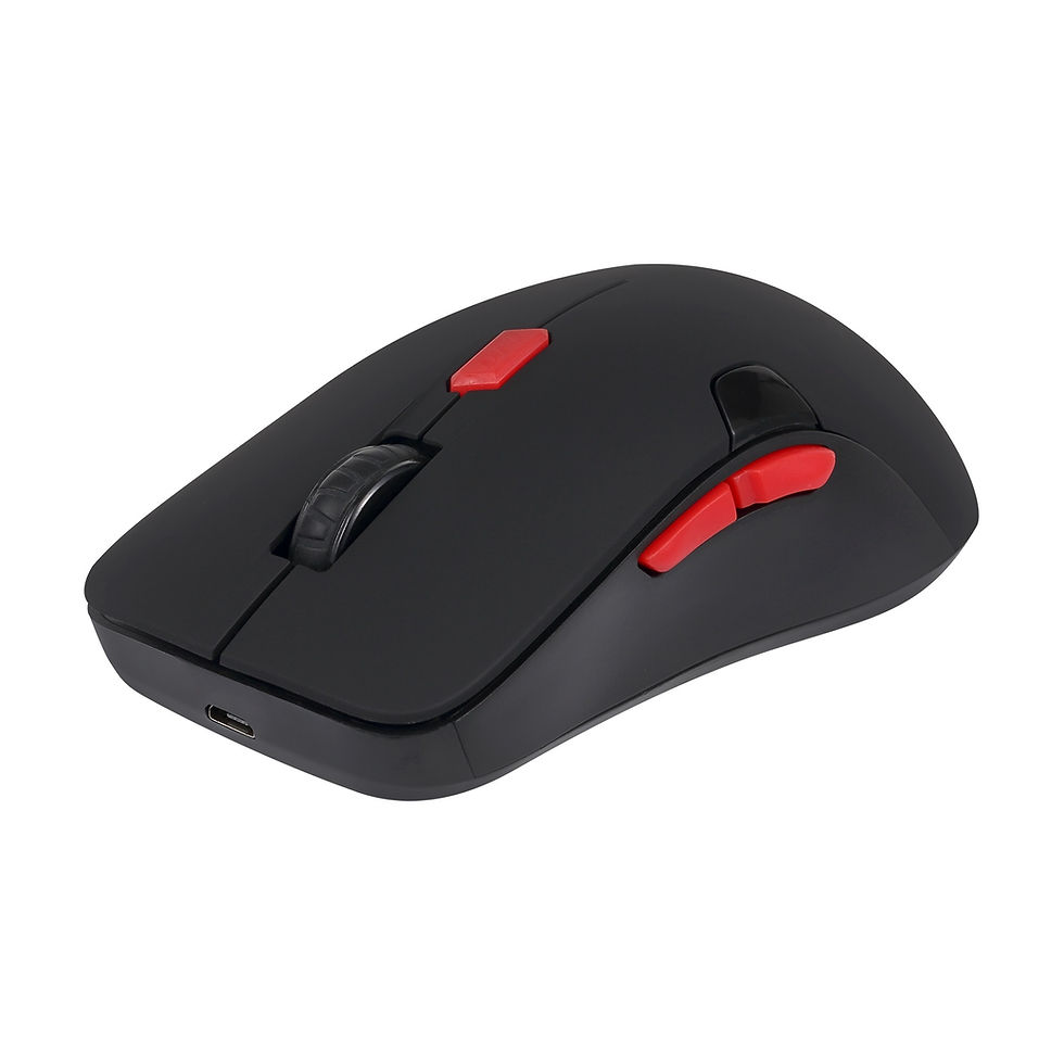 Thumbnail: Black wireless computer mouse with red accents