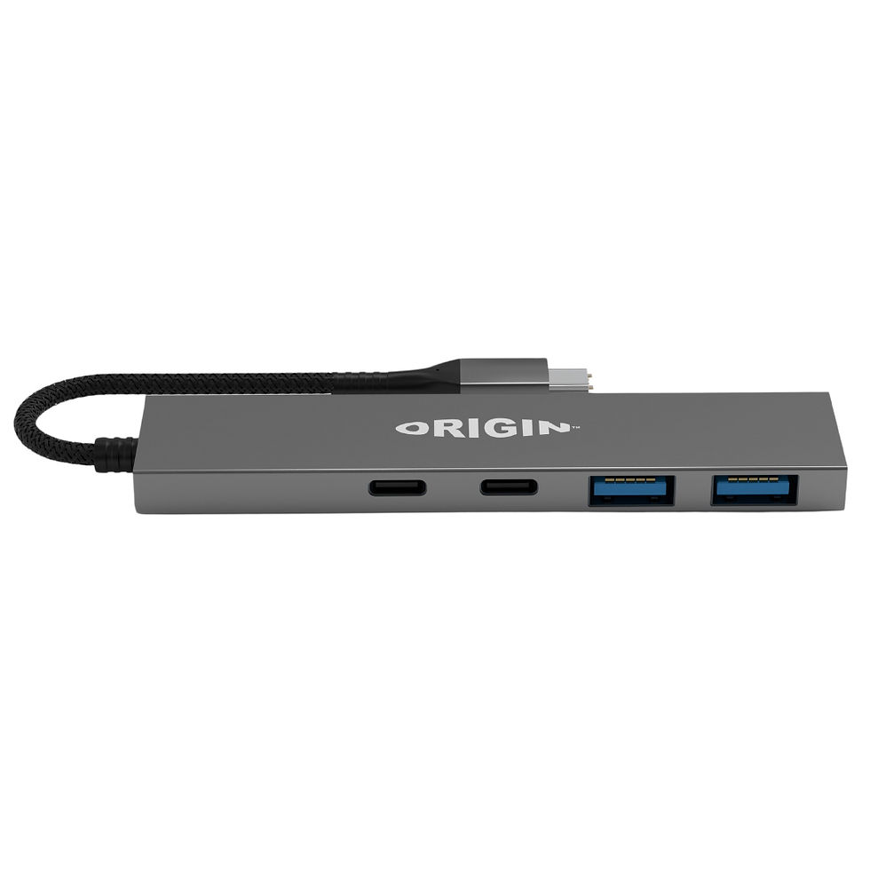 Grey Origin USB hub with multiple ports