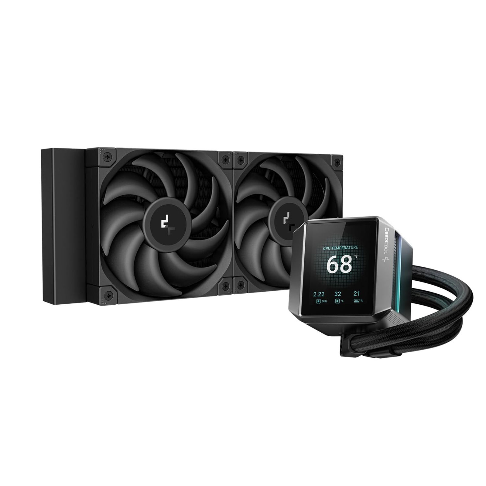 DeepCool Mystique 240 CPU Cooler, Black, Personalized Cooling with 2.8" TFT LCD