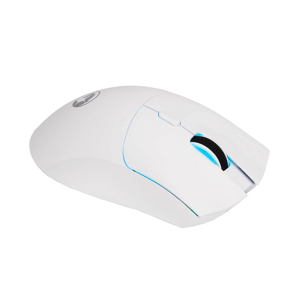 Thumbnail: White wired computer mouse with blue accents
