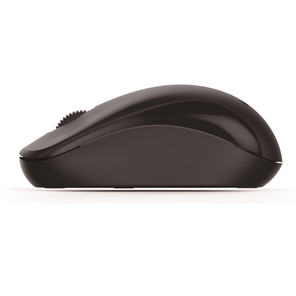 Thumbnail: Black wireless mouse, side view