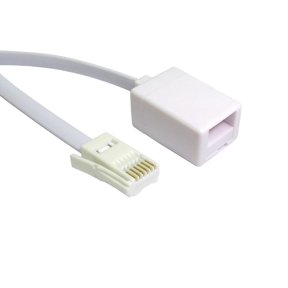 White telephone cable adapter