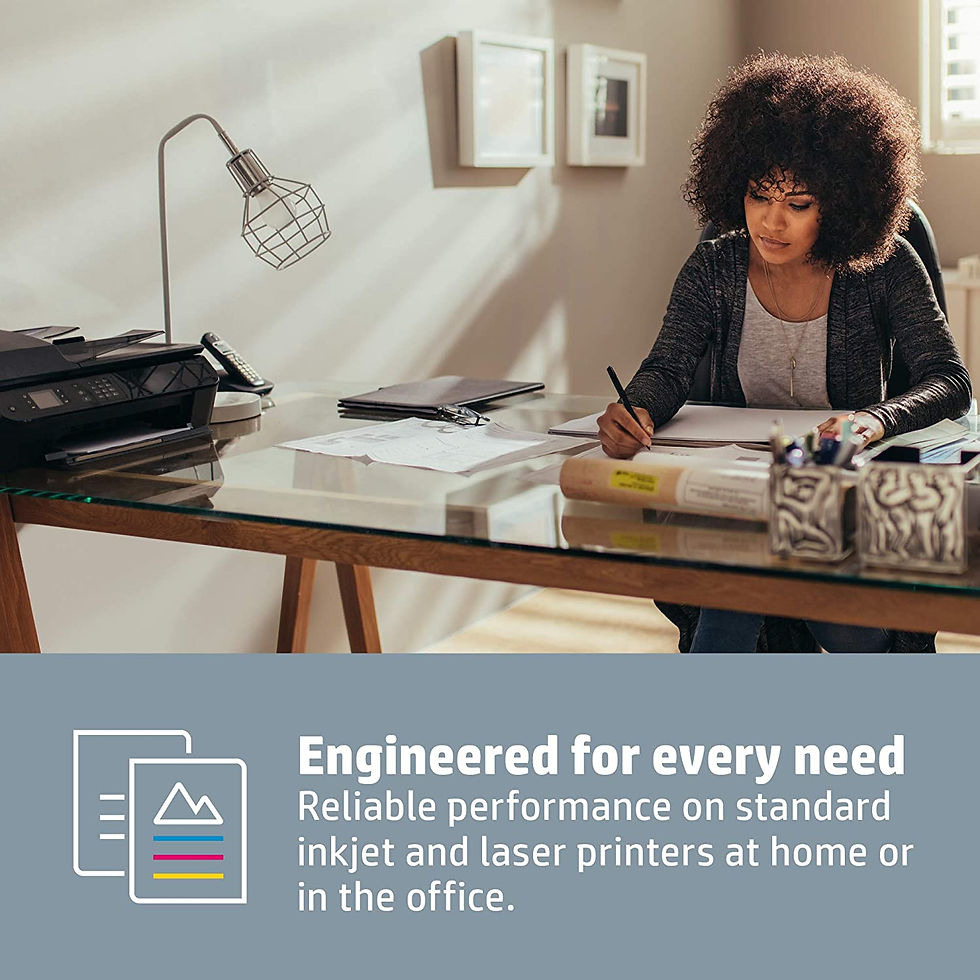 Thumbnail: Woman works at desk, "Engineered for every need", reliable inkjet and laser printers
