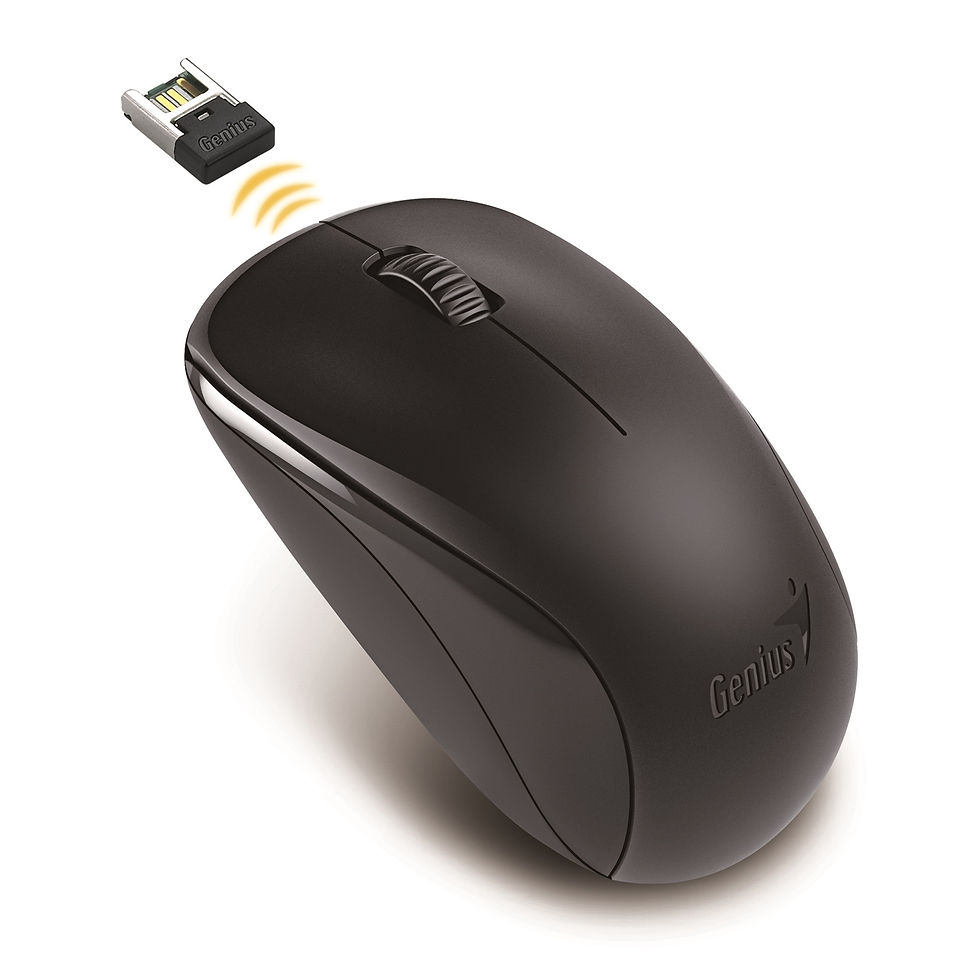 Thumbnail: Wireless black computer mouse with receiver