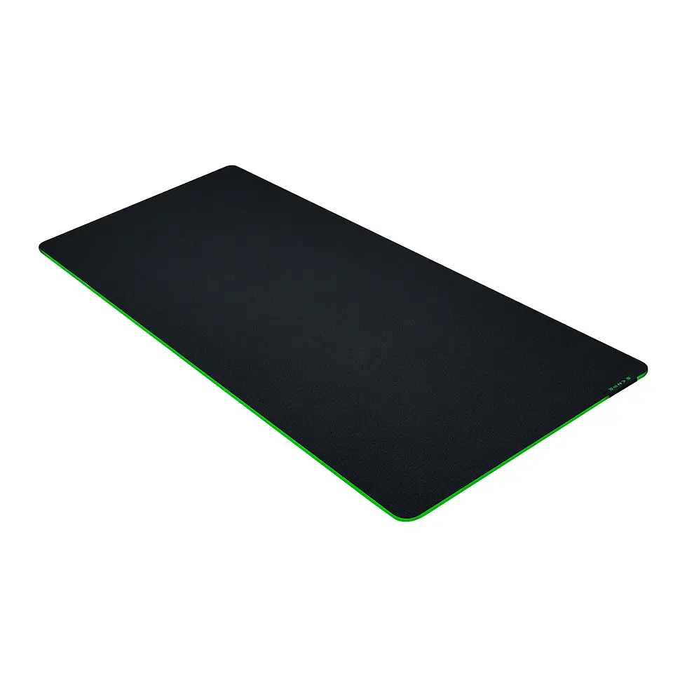 Black gaming mousepad with green edges