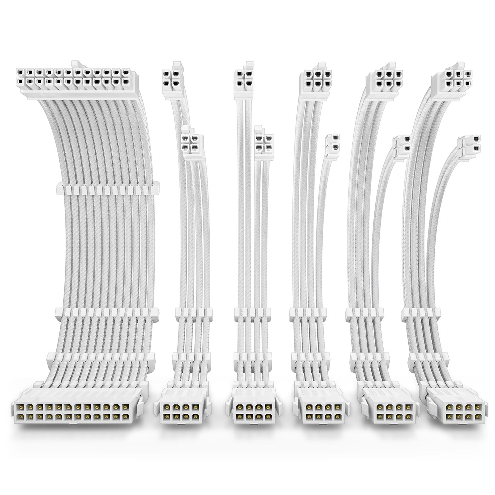 White PC cable set, various connectors